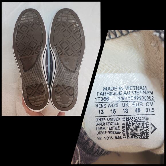 Converse Shoes Mens 13 Purple Laceless Faded Grunge Punk Destroyed Slip Ons Worn - Picture 15 of 15